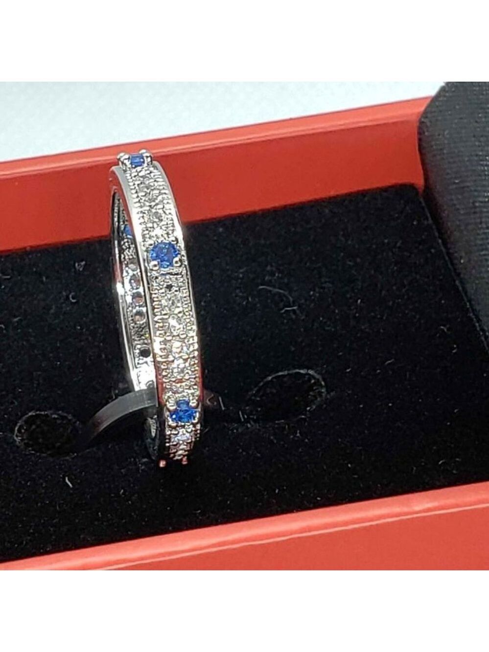 Peermont Jewelry 18k White Gold Plated ring with blue gemstones